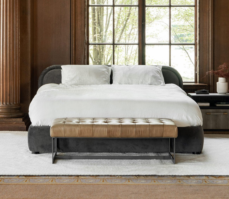 Moe's Furniture Wyatt Tufted Buffalo Leather Bench - Image 1