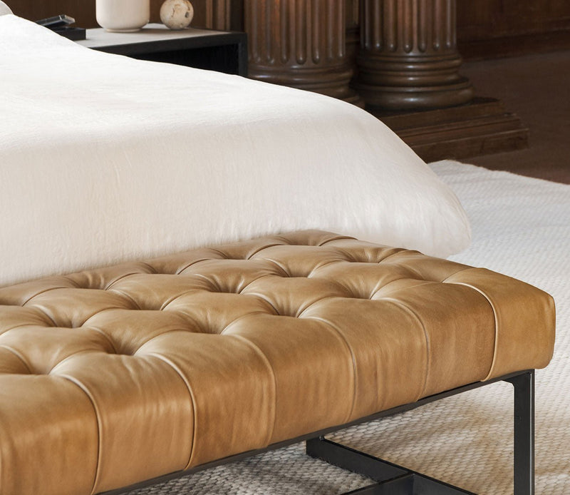 Moe's Furniture Wyatt Tufted Buffalo Leather Bench - Image 2