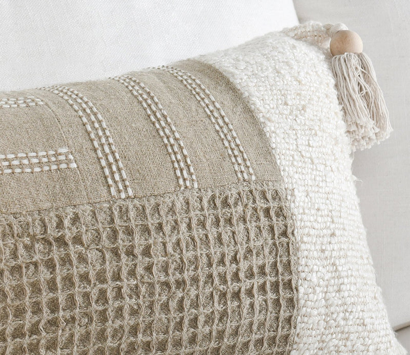 Villa by Classic Home Yasa Natural Ivory Throw Pillow - Image 3