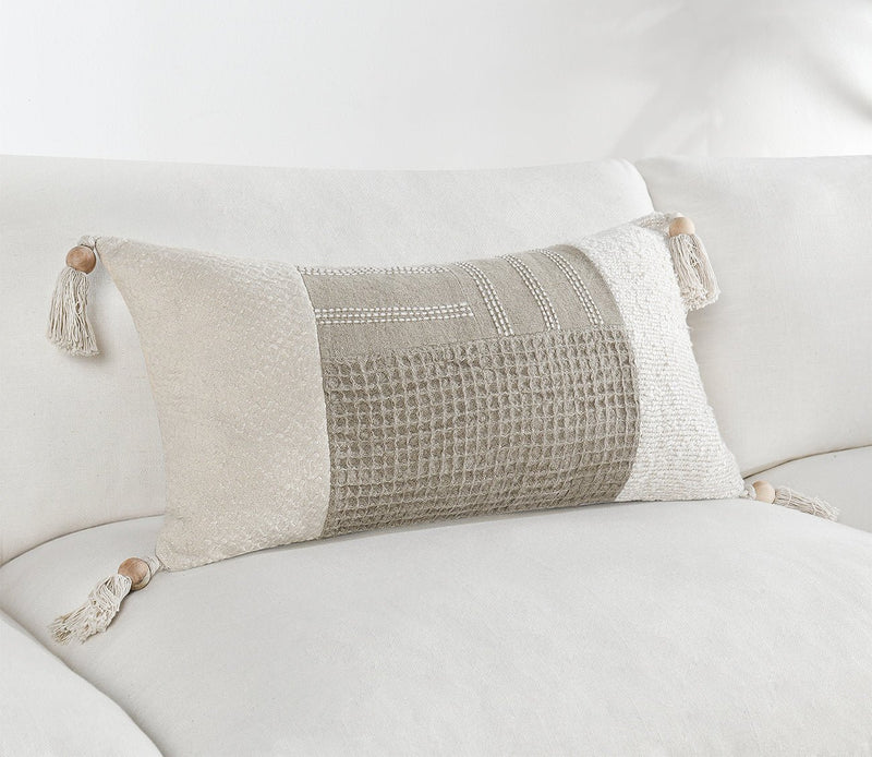 Villa by Classic Home Yasa Natural Ivory Throw Pillow - Image 2